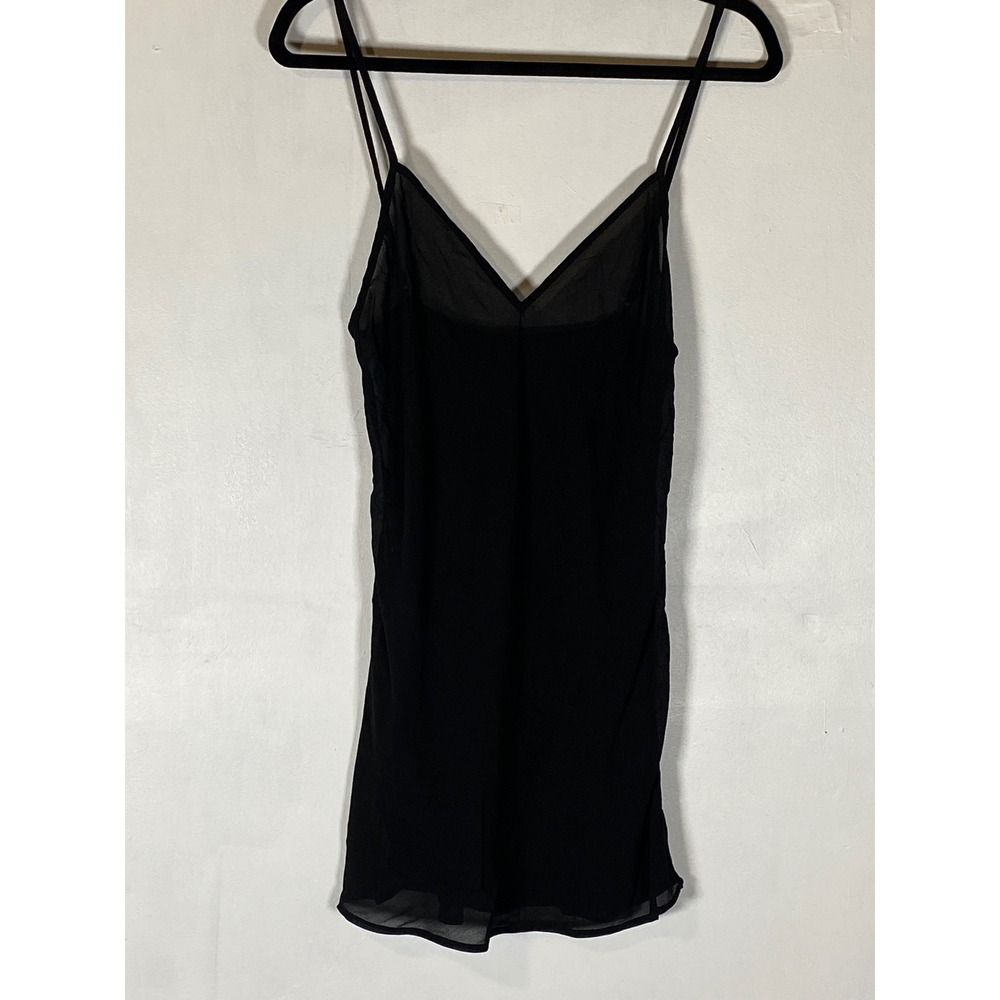 The Kooples‎ Black Silk Sheer Slip Dress Cami Nightgown Medium Whimsigoth